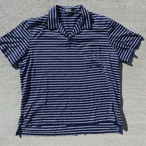 Polo Ralph Lauren 100% Pima Cotton Striped Polo Men's Size XL Light Blue Pocket